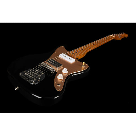 Guitarra Tipo Jaguar Negra Dorado Jet Guitars Jj-350 Bgt Diestro Negro Maple