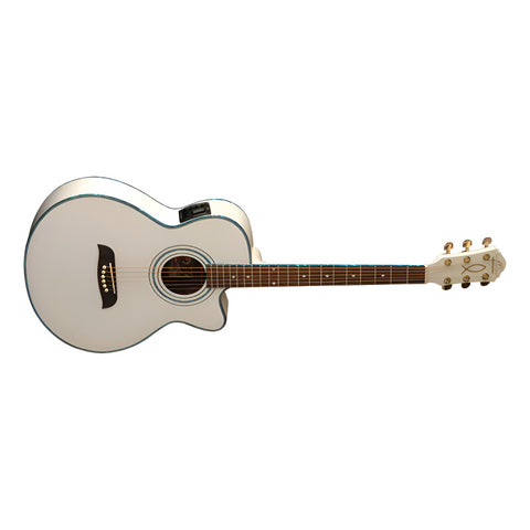 Guitarra Electroacustica Blanca Oscar Schmidt Og10ce Whi White Diestro