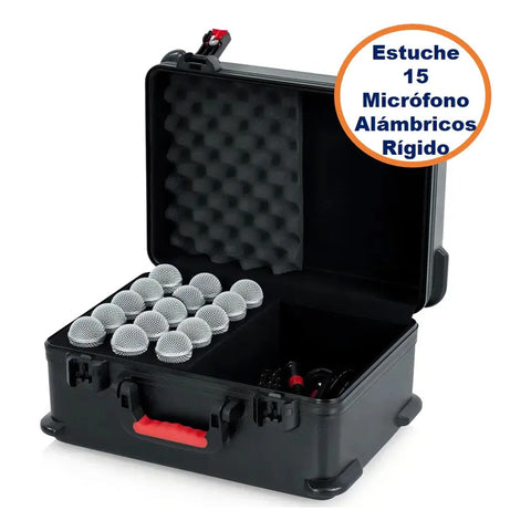 Estuche Rígido Gator Gtsa-mic15 Para 15 Micrófonos Alámbricos Con Espuma