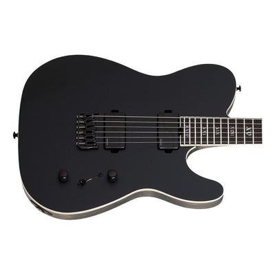 Guitarra Eléctrica Schecter Sls Elite Pt Sls Evil Twin De Fresno Satin Black Satin Con Diapasón De Ébano